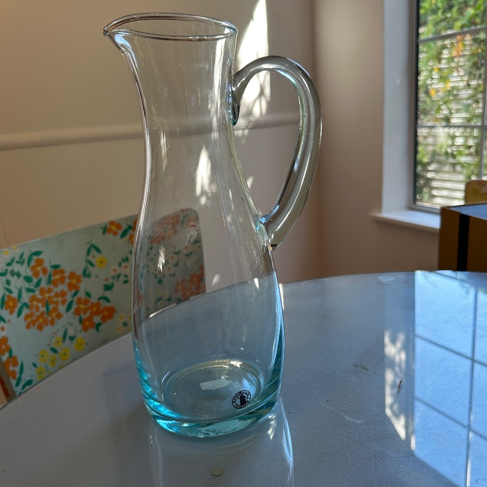 Blue Glass Wine Carafe Could be a Juice pitcher